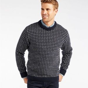 L.L.Bean Wool Blend Heritage Norwegian Heavy Crew Neck Sweater. Navy SZ M